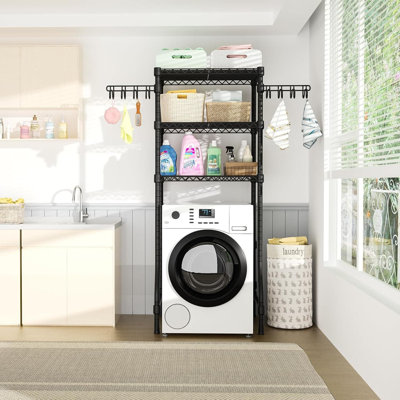 U8 Mini Laundry Room Storage Organizer, Over The Washer And Dryer Shelf With Adjustable Wire Racks, Heavy Duty Metal Frame For Laundry Detergent And Supplies