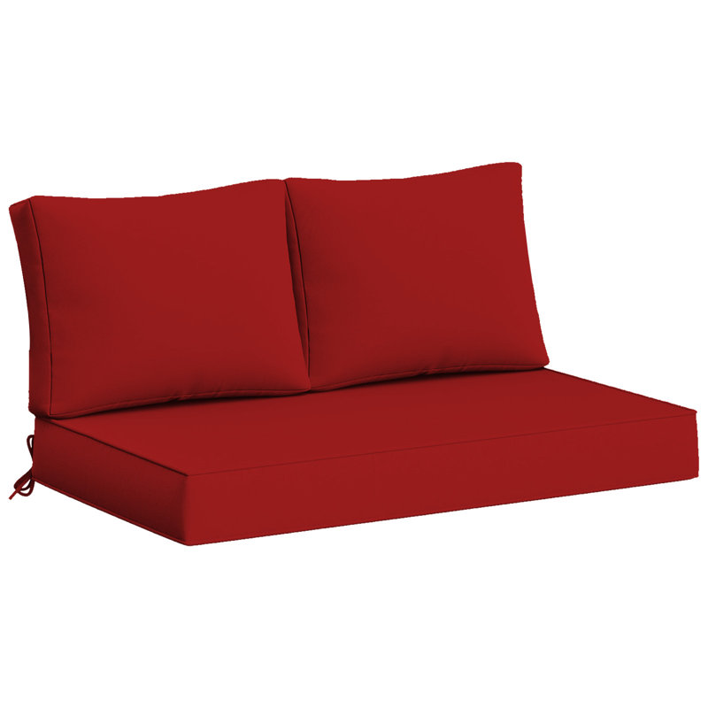 48" X 24" Waterproof Outdoor Loveseat Cushion Set, Patio Furniture Replacement, Red