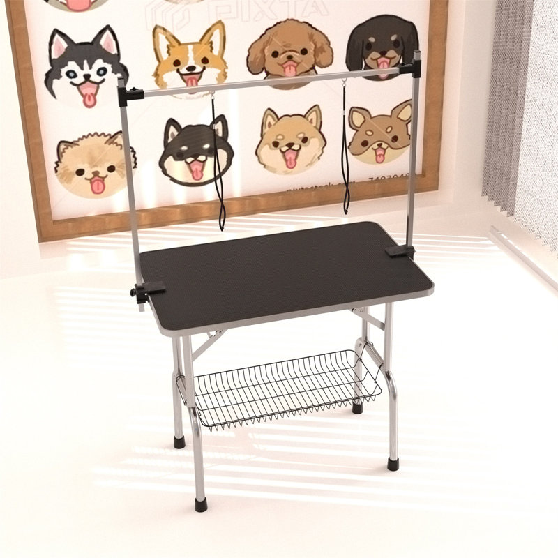 Table de toilettage pour animaux de compagnie réglable et portable, 30.01”H x 35.41”W x 23.61”D