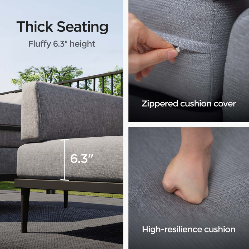 Terra Aluminum Modular Outdoor Patio Loveseat