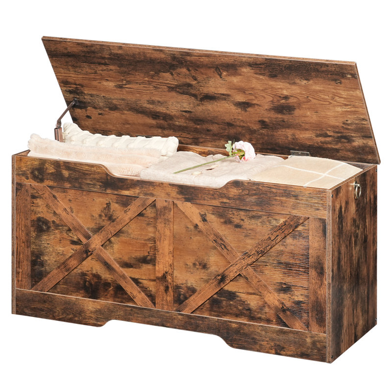 Coffre de rangement 39,4 po, coffre de rangement pour couvertures, coffre d'appoint, Brun