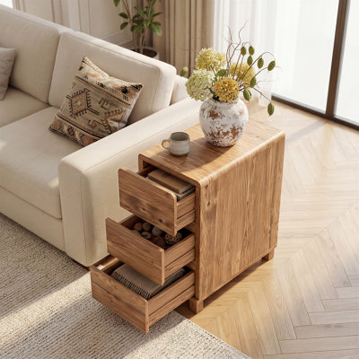 11.81cm W Solid Wood Bedside Table
