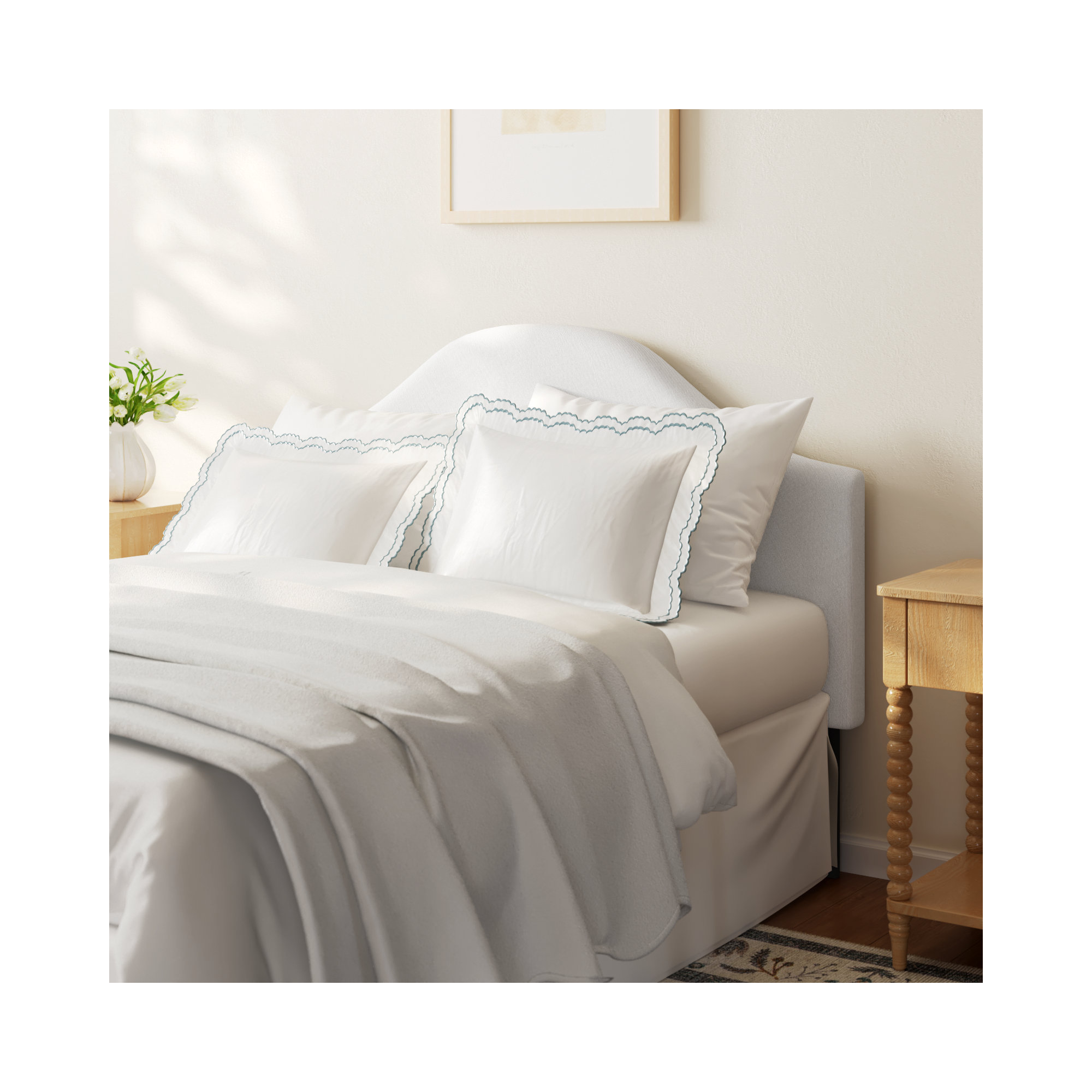 Hermosa Upholstered Panel Headboard, White Performance Twill, Queen