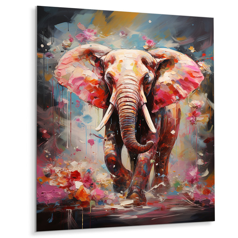 " Pink Elephant Stampede ", 40" H x 30" W x 1.5" D