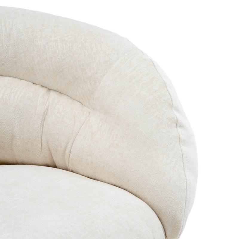 Modern Chenille Office Chair, 360° Swivel Club Chair/Accent Chair With Removable Cushion, Round Office Chair Metal Base, Cotton Material, Living Room, Bedroom, Reading Corner, Office