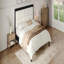 Structure de lit plateforme en bois massif de très grande taille avec tête de lit tapissier en velours beige, noir, aucun sommier tapissier requis-2061760526-2061760523