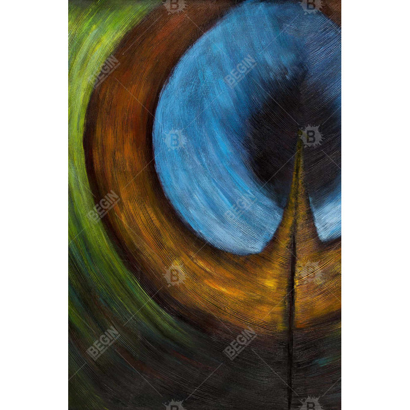 " Peacock Feather Center ", 36" H x 24" W