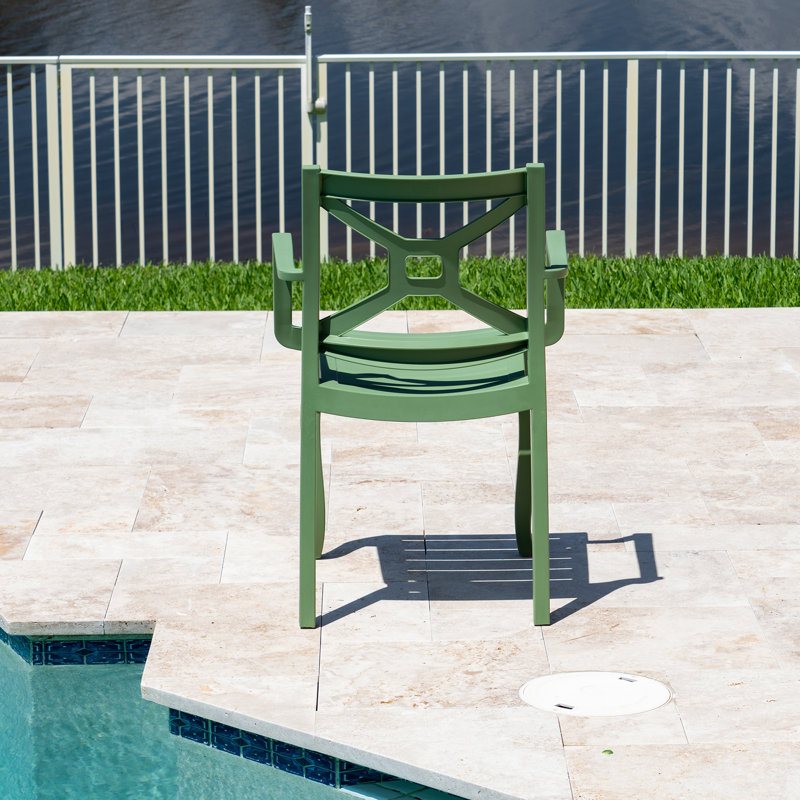 Chaise de salle à manger d'extérieur empilable, Vert