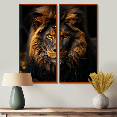 Midnight Golden Lion - Brown Canvas Prints
