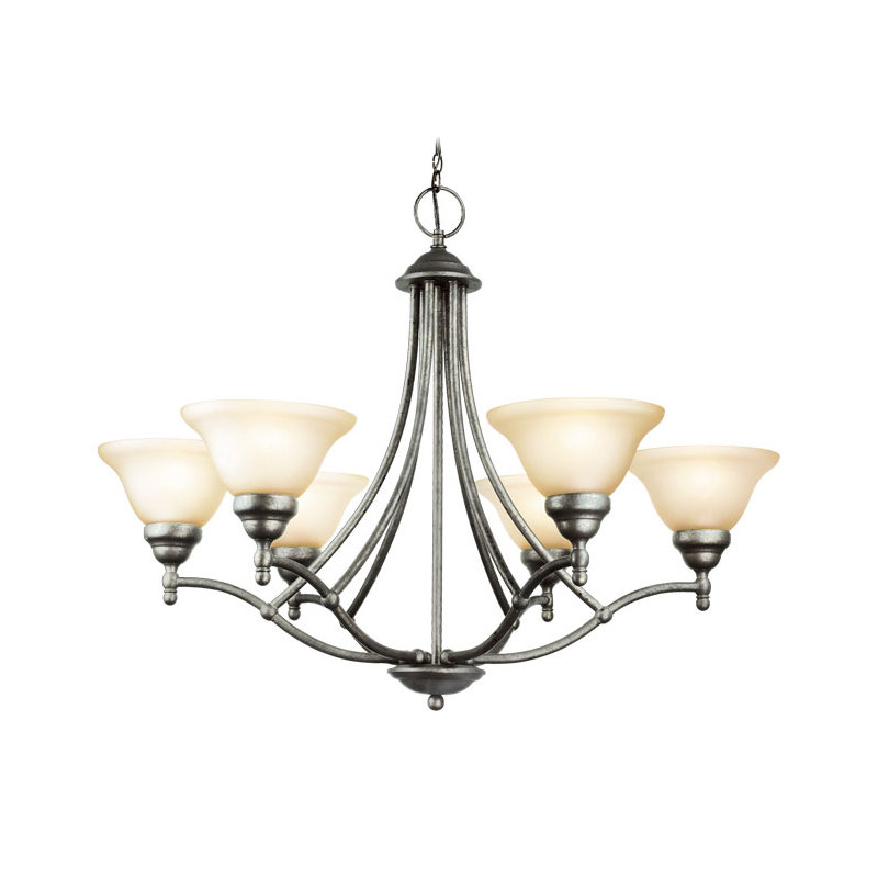 Anson 6 Light Shaded Chandelier, Pierre grise