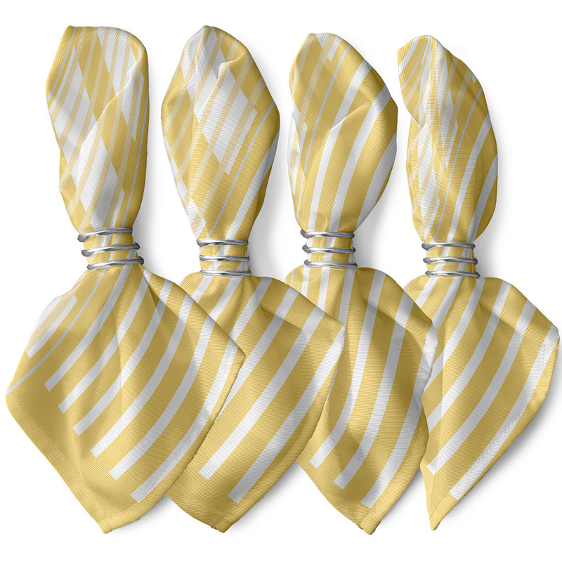 Hankins Polyester Striped Square Napkin, Yellow