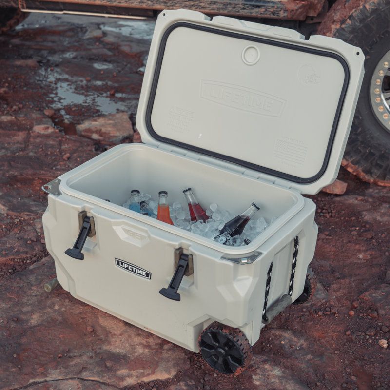 Lifetime 65 Quarts Ice Chest with wheels in Pumice Stone/Black