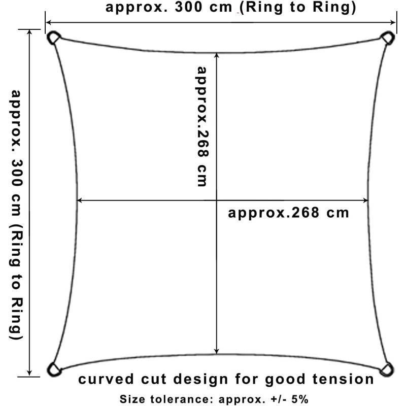 Dumbarton Rectangular Shade Sail, Sand, 200cm H x 200cm W x 0.2cm D