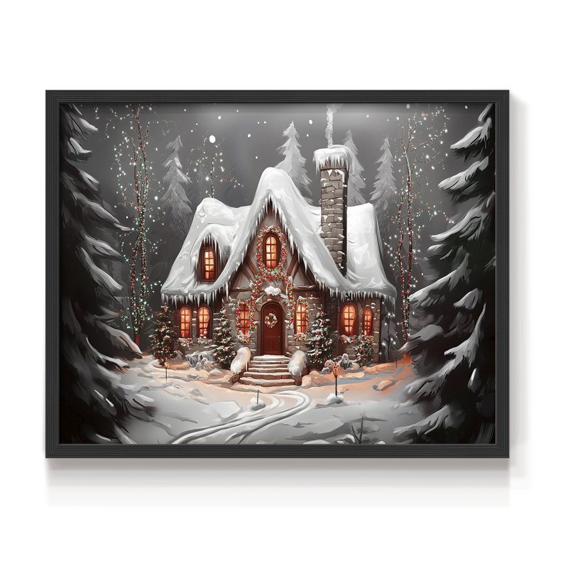 Art de Noël - CMxxxiv - reproduction encadrée - réversible, H 22 po x l 28 po, Noir, noir, noir, noir