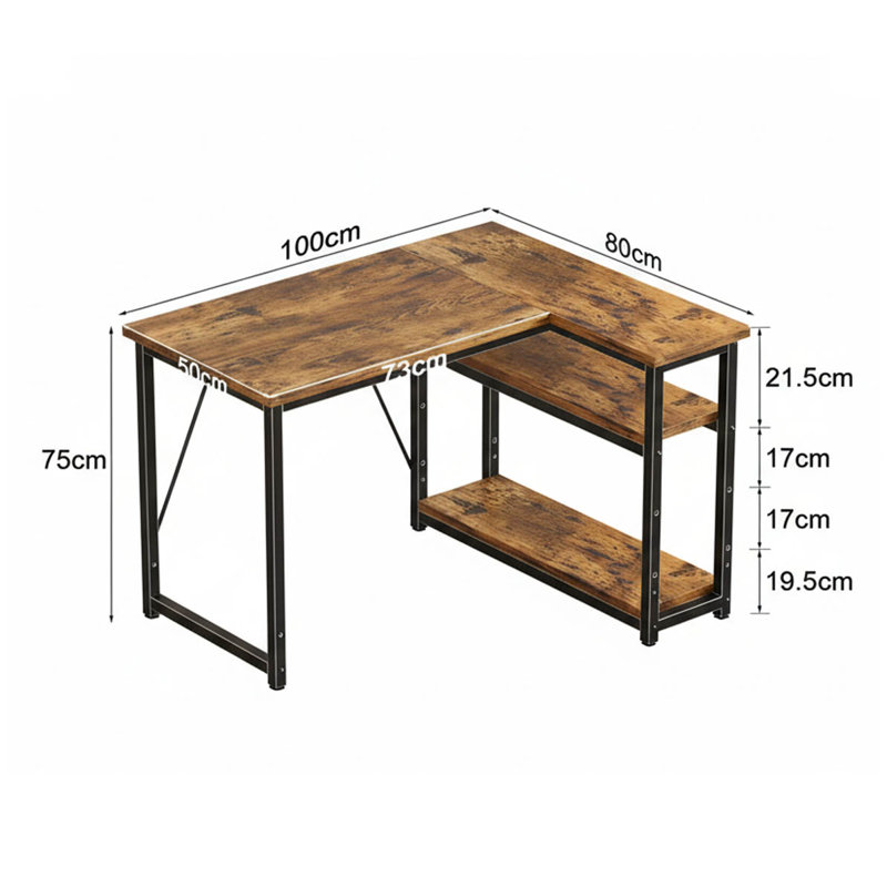 L-Shaped Metal Base Computer Desk