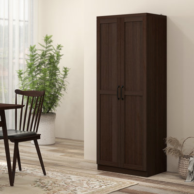 Buzia 63" 2-Door Kitchen Pantry, Freestanding Storage Cabinet with 5-tier Shelving and 2 Adjustable Shelves,wood