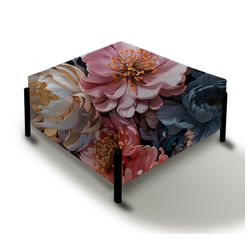 Or et rose Galactic Gardens - Grand repose-pieds carré floral