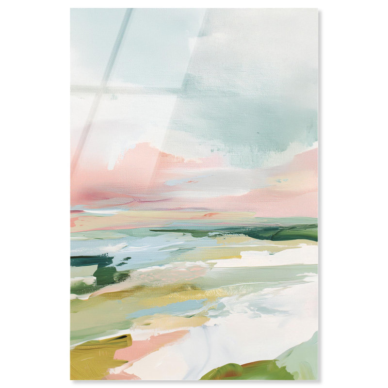 «Misty Shoreline Dream III», reproduction d'art acrylique bord de mer par Art Remedy, H 36 po x l 24 po