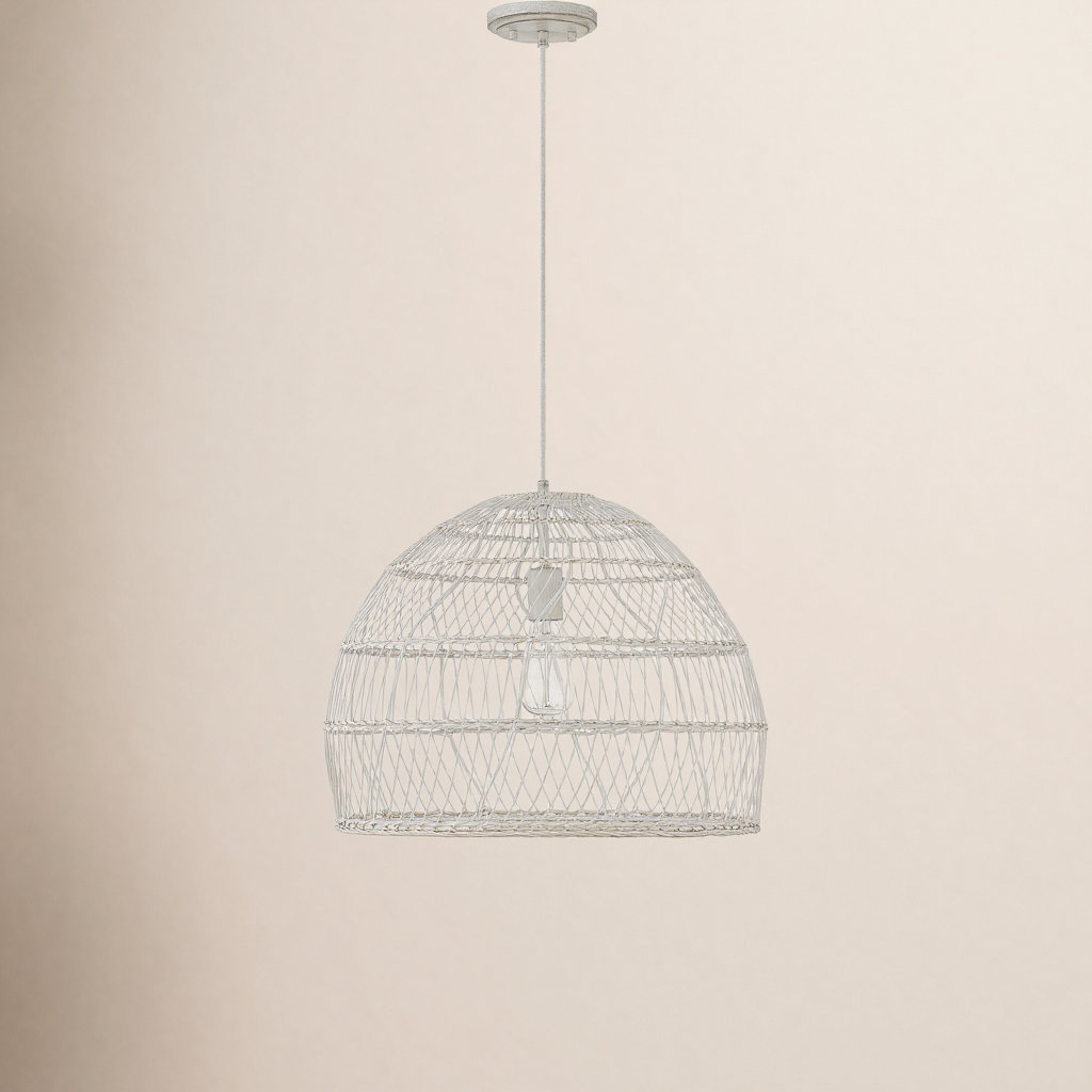 Grenache Dimmable Single Light Pendant,  White