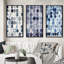«Universal Grid Circular Watercolor Retro Blue II», 3 pièces sur toile-949821504-949821630