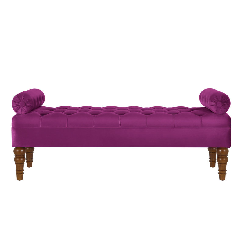 Banc de mobilier de chambre à coucher - Bouton en bois d'ameublement en velours violet pour tissu doux, Violet