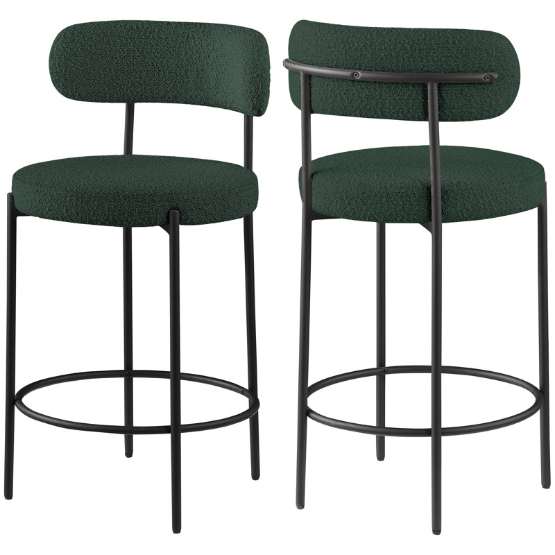 Beacon 26.5'' Counter Stool, Green Boucle Fabric