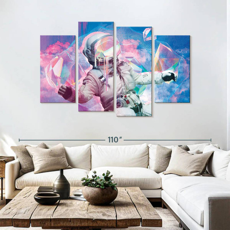Oberle Retro Floating Astronaut, 54" H x 84" W