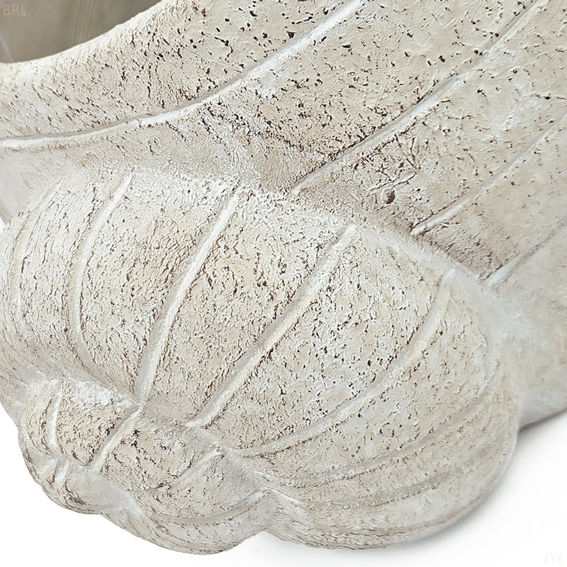Pot à fleurs décoratif sable et ciment avec finition texturée beige, H 6,04 po x l 9,54 po x P 8,34 po
