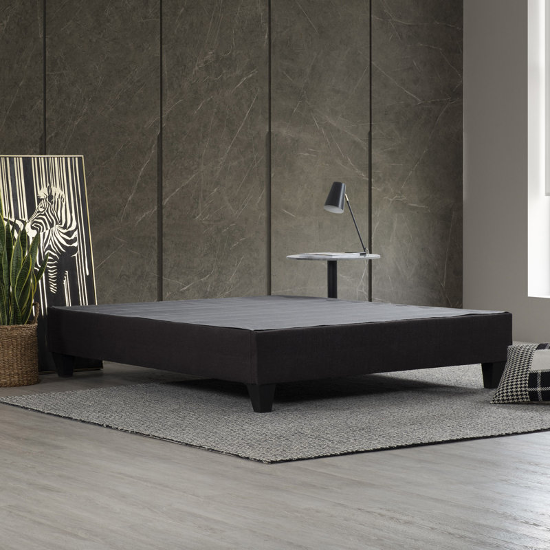 Structure de lit plateforme tapissier, Simple, Noir