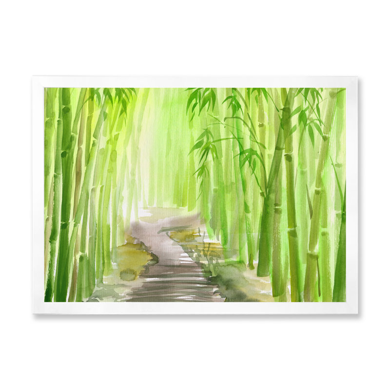 Vert forêt de bambou - reproduction sur toile, Toile blanche encadrée, H 30 po x l 40 po x 1,5 po