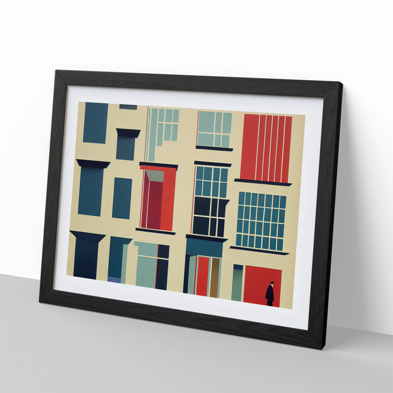 Bauhaus Architecture Vol.2 Abstract - Single Picture Frame Print, 46cm H x 64cm W x 2cm D, Black