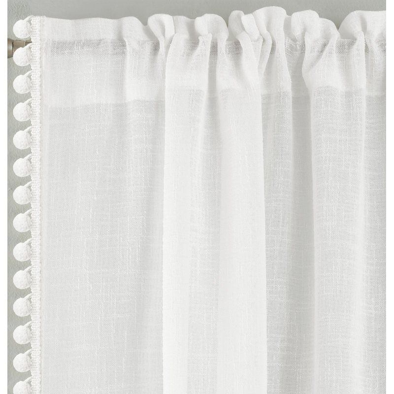 Duncansville Sheer Curtain Pair, White, 140cm Width x 122cm Drop