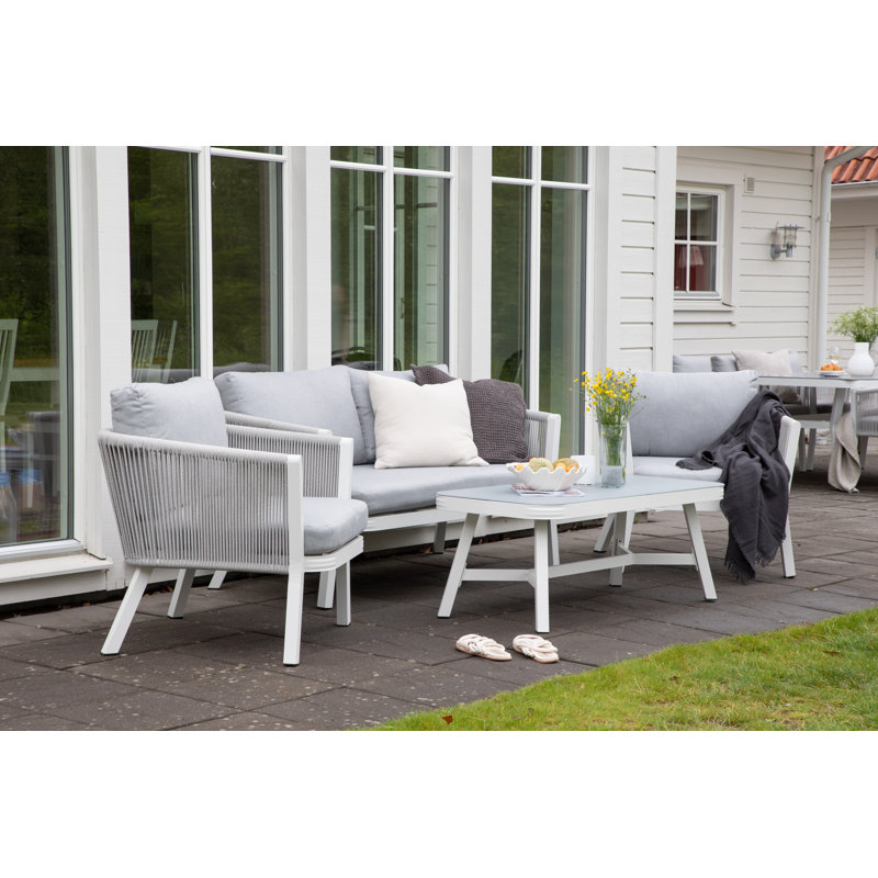 Zalma Metal 4 - Person Seating Group with Cushions, White