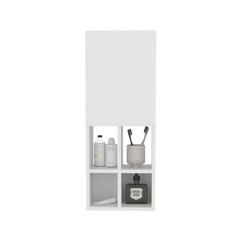 Armoire murale avec lavabo, 1 porte, 5 tablettes, blanc