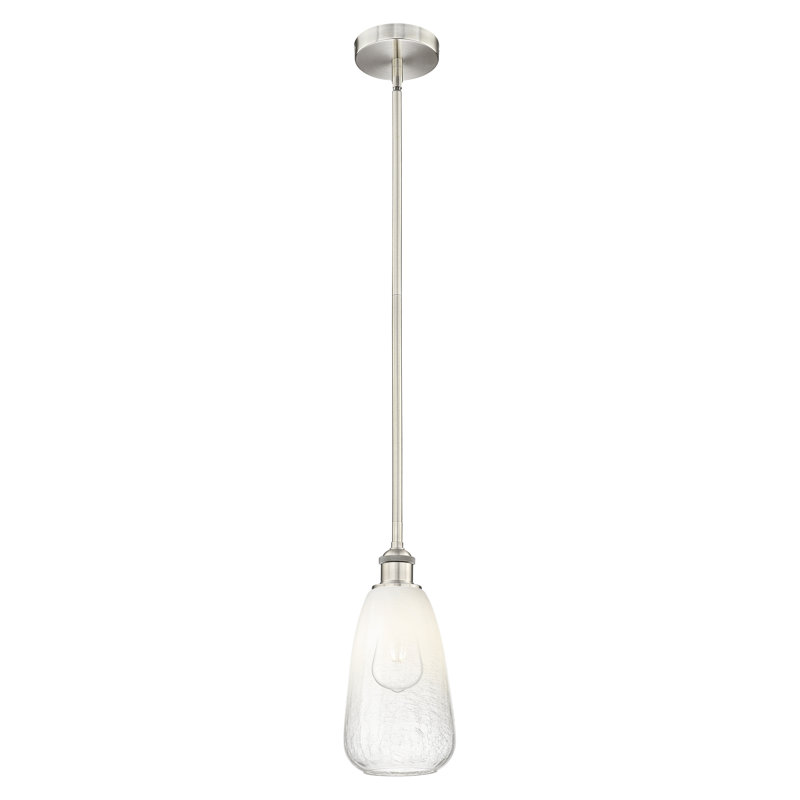 Edison - Laken - Mini-luminaire suspendu avec tige 6 po 1 lumière, Nickel satiné brossé, Opale