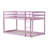Solid Rubber Wood Twin over Twin Loft Bed with Ladder – Sturdy Twin Bed Platforms for Kids & Teens,Pink-978012337