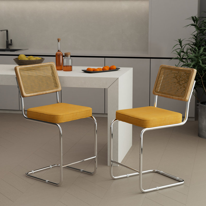 Ensemble de 2 tabourets Ivy Bronx, Jaune