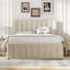Lit plateforme tapissier avec lit gigogne simple et 3 tiroirs, tissu en lin-698648369