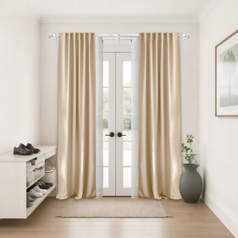 Tringle à rideaux double de 1 pouce de diamètre avec embouts sphériques, tringle à draperie télescopique ajustable robuste pour différentes pièces