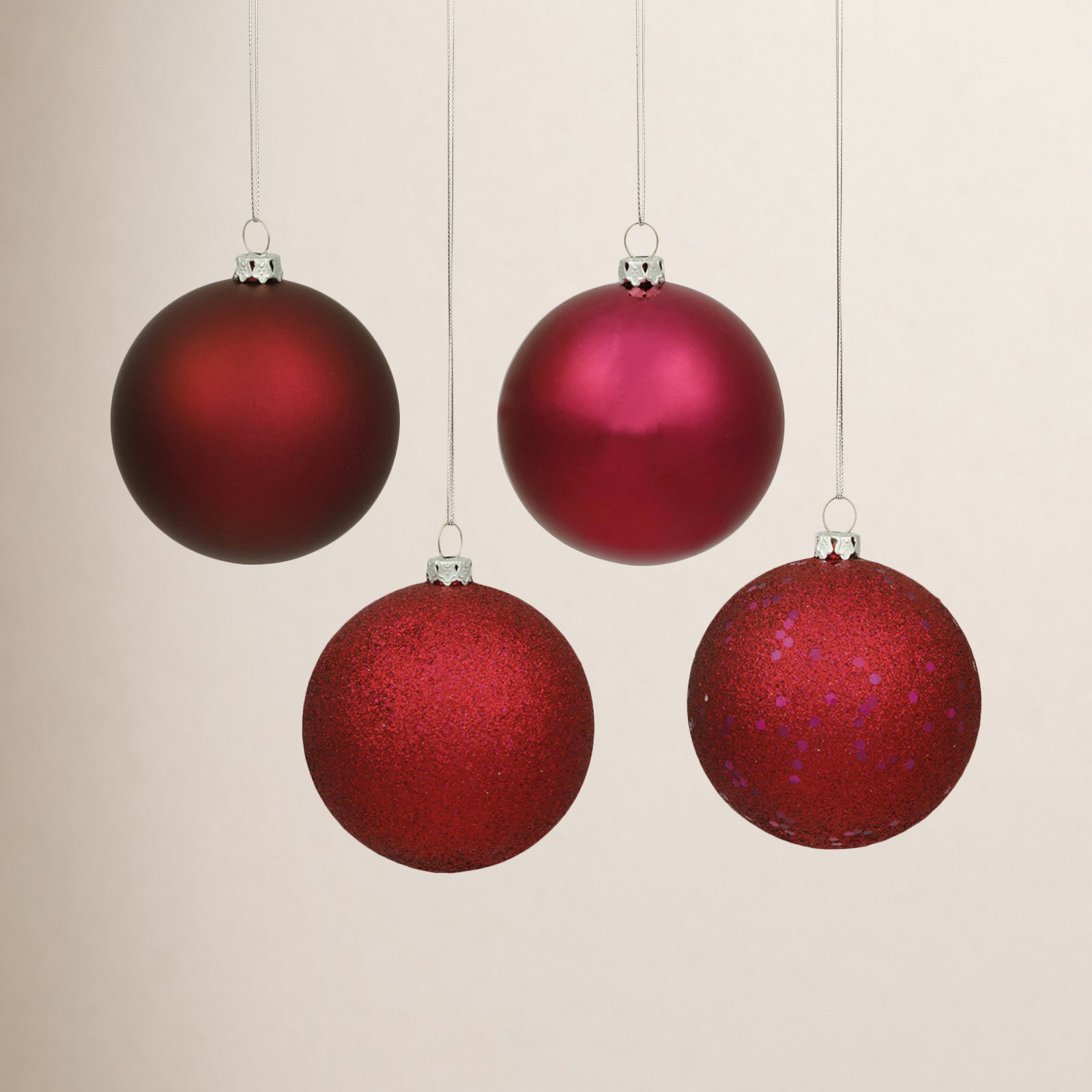 Shatterproof Bauble, 2.4'' H X 2.4'' W X 2.4'' D, Red Raspberry
