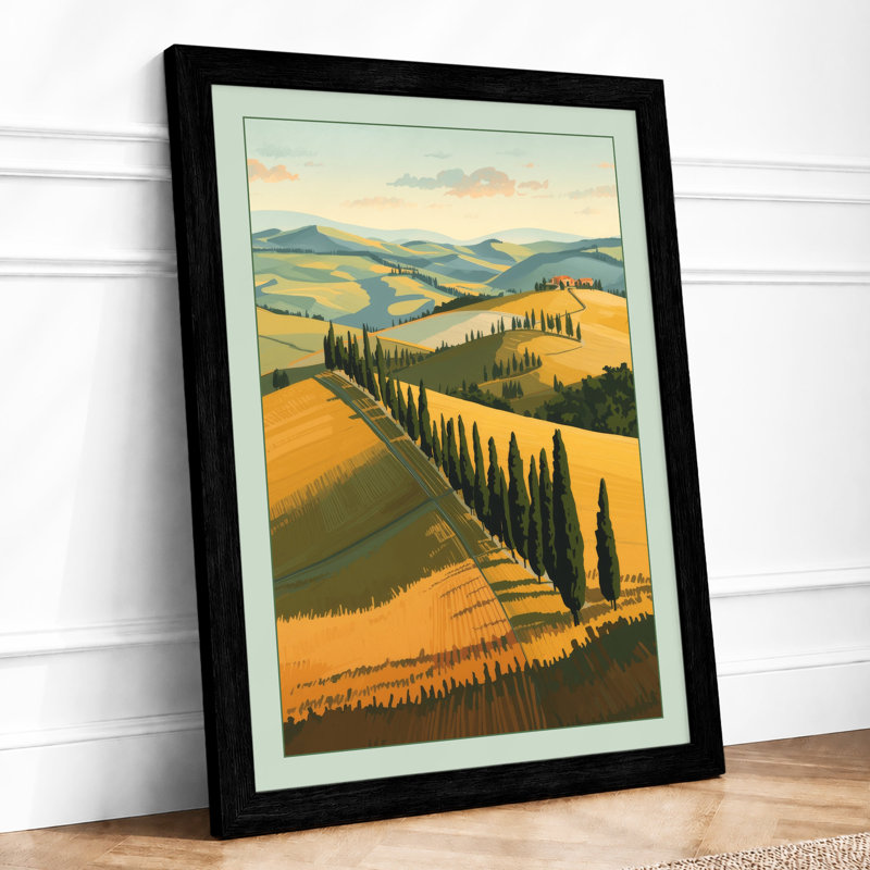 Tuscan Hillside Rustic - Framed Print, A1 - 84.1 x 59.4 cm, Black