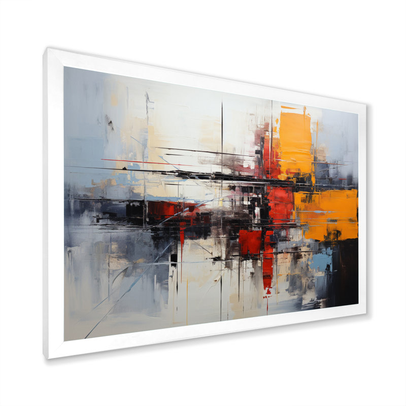 Art asiatique, expression abstraite II - impression, H 34 po x l 44 po x P 1,5 po, Cadre photo blanc