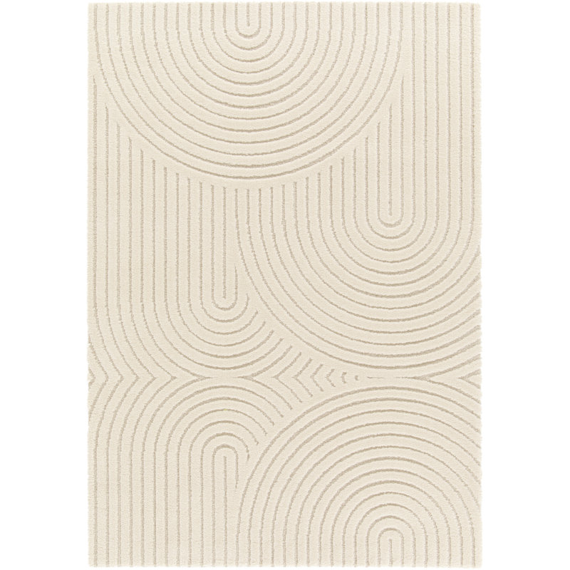 High-quality Geometric Cream Rug with Arches and 3D effect, Rectangle 133 x 182 cm