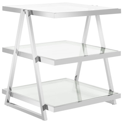 Table de bout avec plateau de rangement en verre Sterling