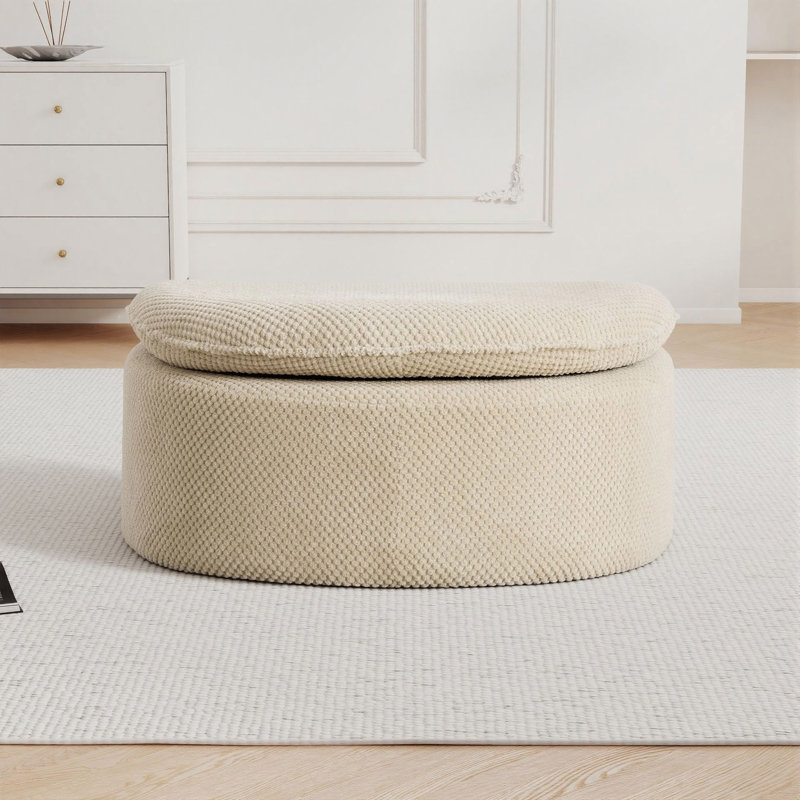 Repose-pieds de 34 po avec repose-pieds moderne en forme de lune, Taupe