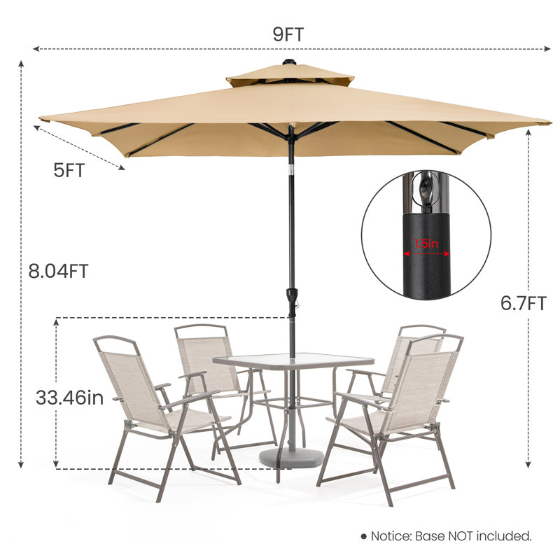 Parasol de marché rectangulaire sans base lestée 9 x 5 pi Lyndon, Brun clair, L 9 pi x P 5 pi