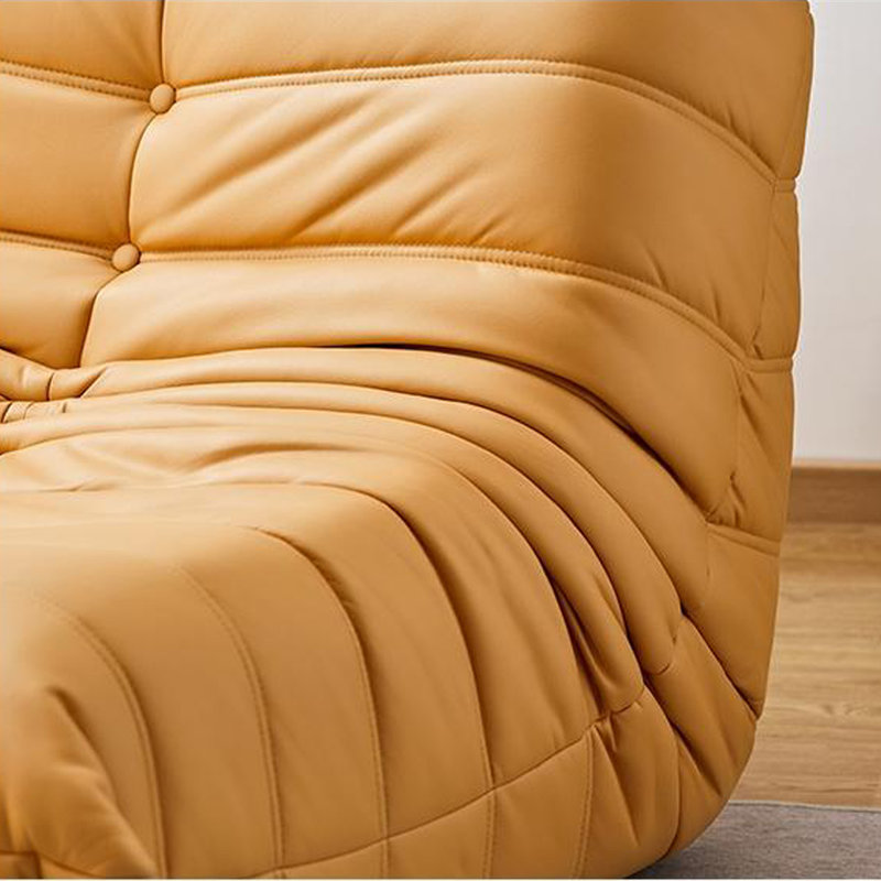 Canapé rétro paresseux chenille, H 28,34 po x l 37,79 po x P 41,33 po, Similicuir jaune