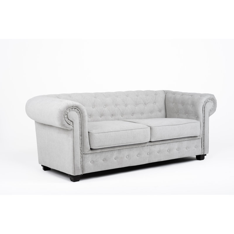 Dunfries Allegra 2 Seater Upholstered Chesterfield Sofa, Light Grey