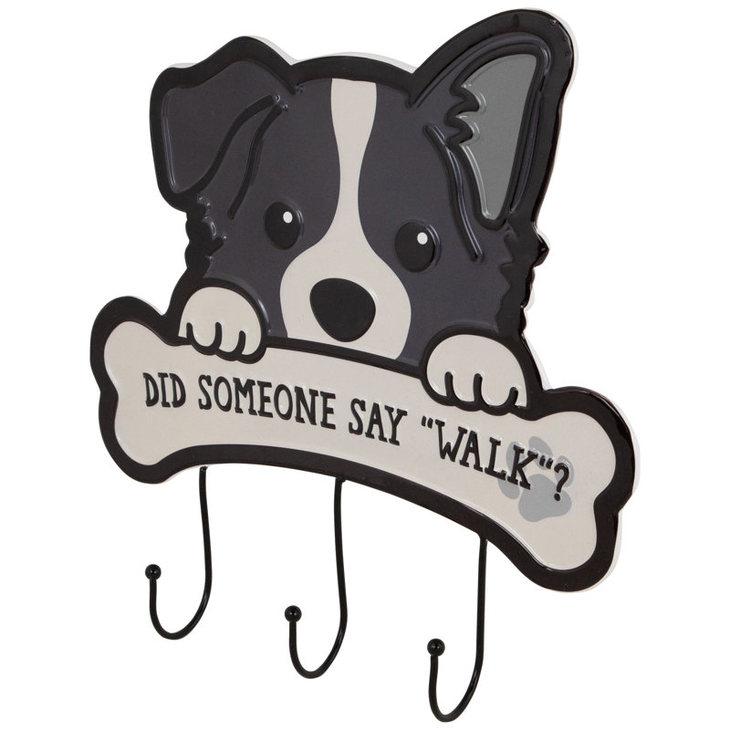 Did Someone Say "Walk"? Rangement mural pour chien en métal - 13 po - noir et crème