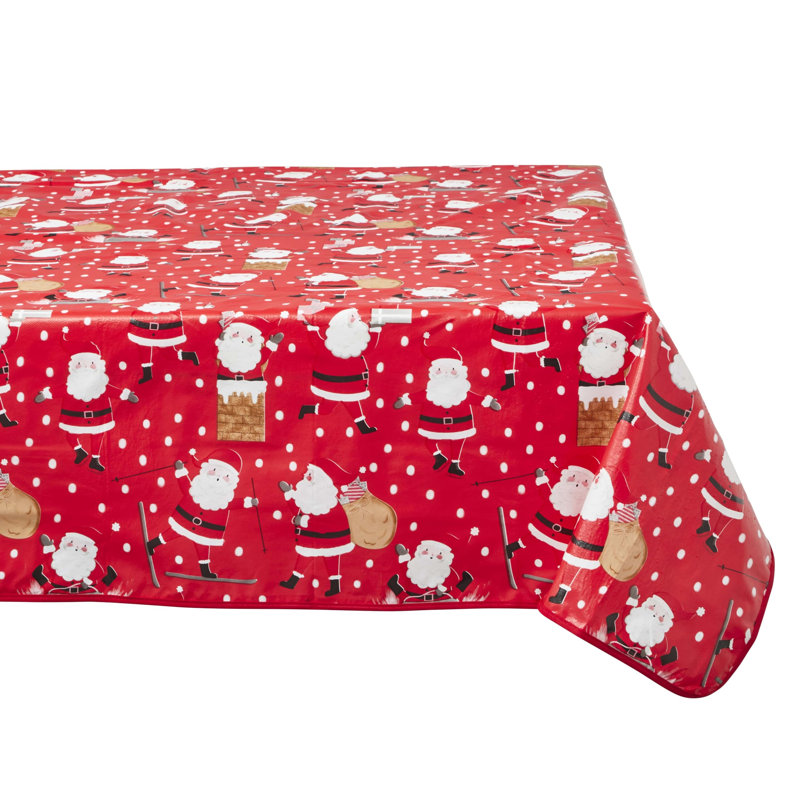 PVC Tablecloth 52x90in - Santa's Festive Table - Easy to Clean and Durable, 52cm W x 178cm L